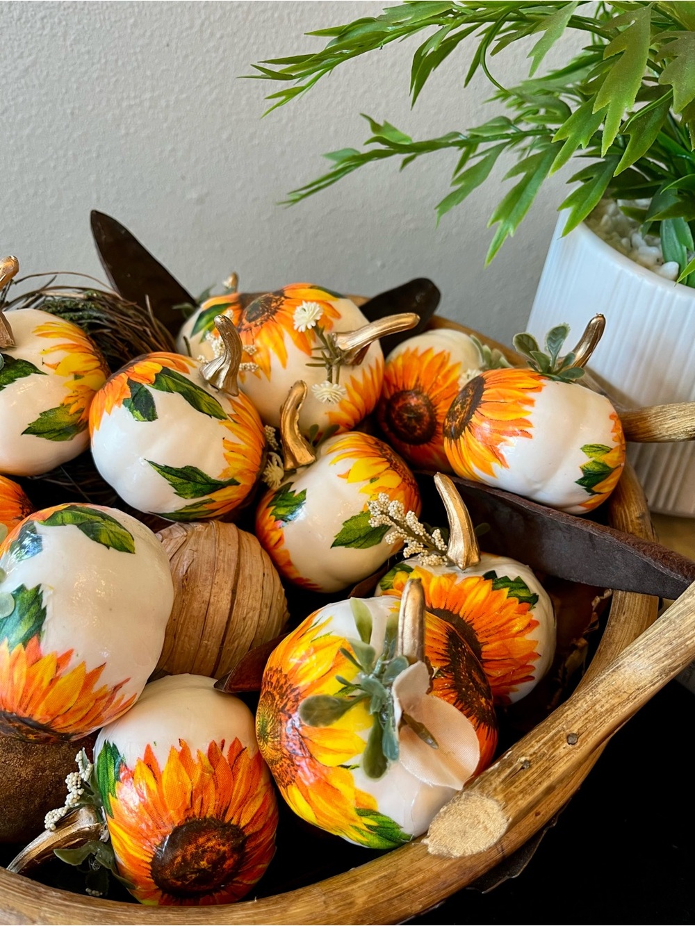 12 Mini Sunflower Pumpkins Fall Bowl Filler Handmade Autumn Decor